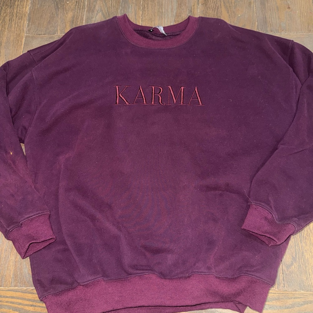 Kittenish Burgundy 'KARMA' Crewneck Sweater